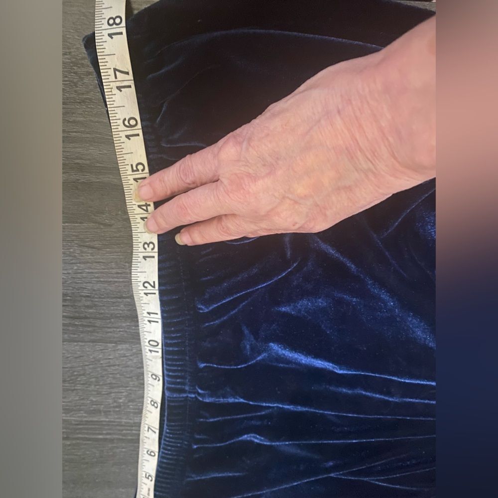 Velvet Navy Blue Pull‎ On Pants Relaxed Fit Wide Leg Size 22-24 Chic Lounge Even - Picture 7 of 10